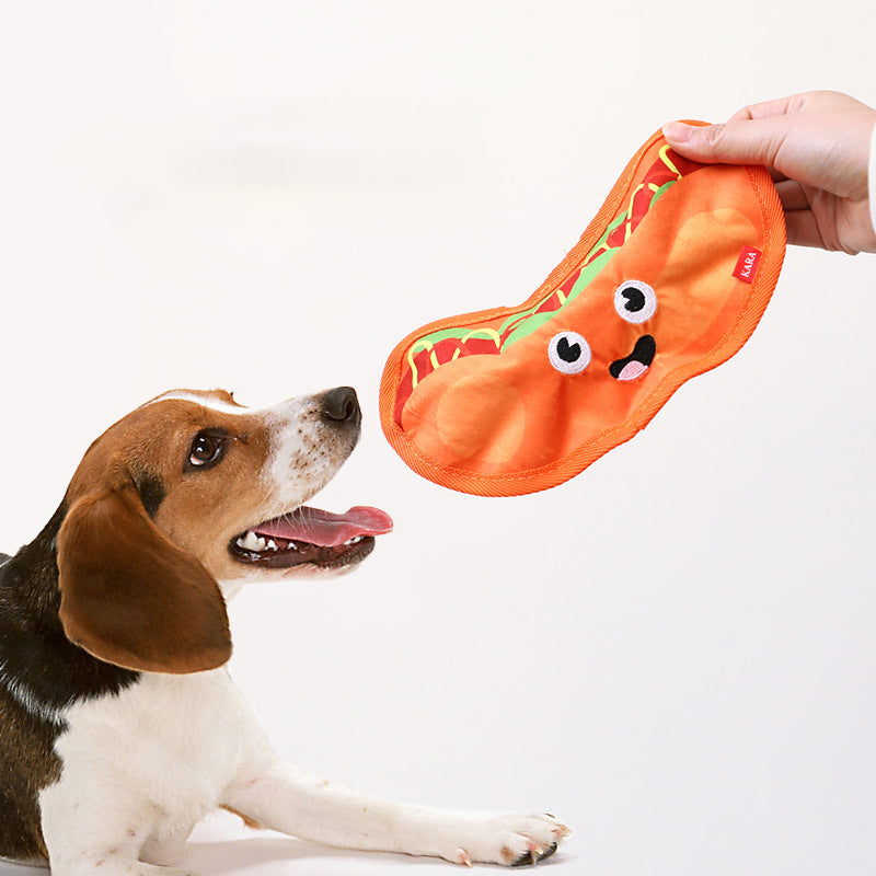 Unleash the Fun with Our Crinkle Squeaky Stuffless Durable Interactive Chew Toy Hamburger