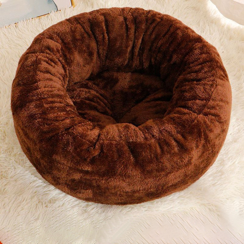 Pet Plush Donut Bed Round Comfortable Warm Cushion for Pets