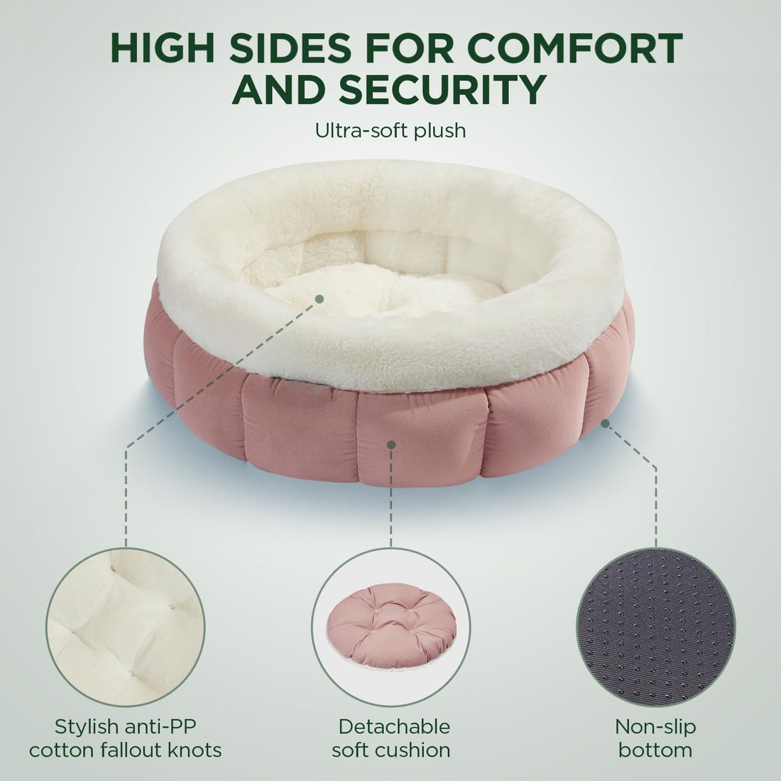 Round Donut Bed Washable Comfortable Pet Bed for Small Pets