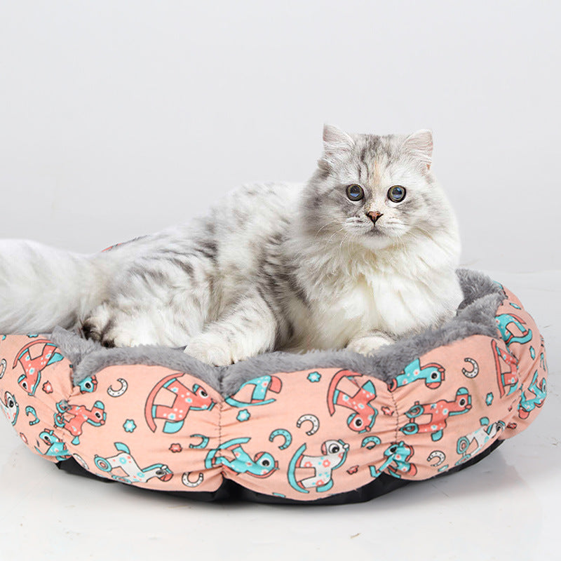 Calming Donut Fluffy Round Bed for Small and Medium Pets