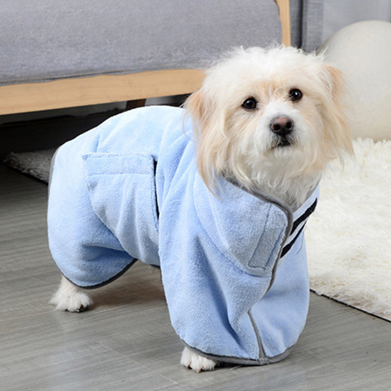 Pet Bathrobe Fast Drying Microfiber Absorbent Grooming Adjustable Towel Coat