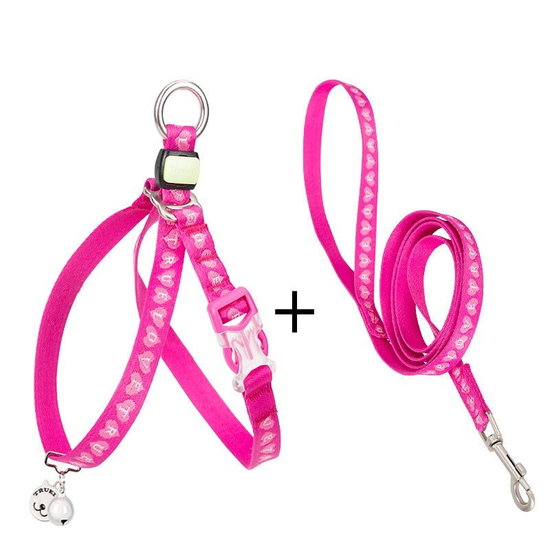 Pet Chest Strap Leash with Bell for Small Pets