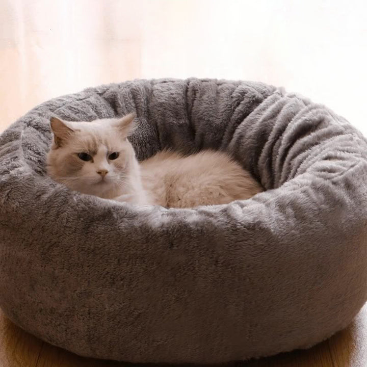 Pet Plush Donut Bed Round Comfortable Warm Cushion for Pets