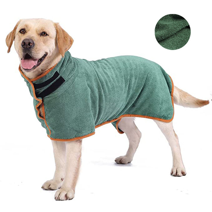 Pet Bathrobe Fast Drying Microfiber Absorbent Grooming Adjustable Towel Coat