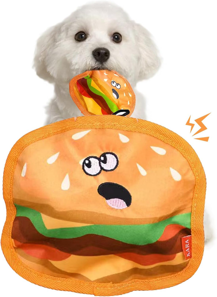 Crinkle Squeaky Stuffless Durable Interactive Chew Toy Hamburger