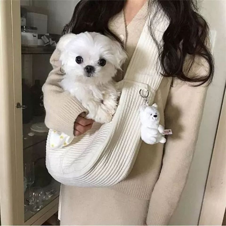 Handmade Canvas Pet Carrier Shoulder Bag Breathable Outdoor Travel Tote