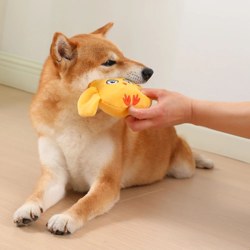 Animal Shape Squeaky Plush Bite Resistant Pet Toy