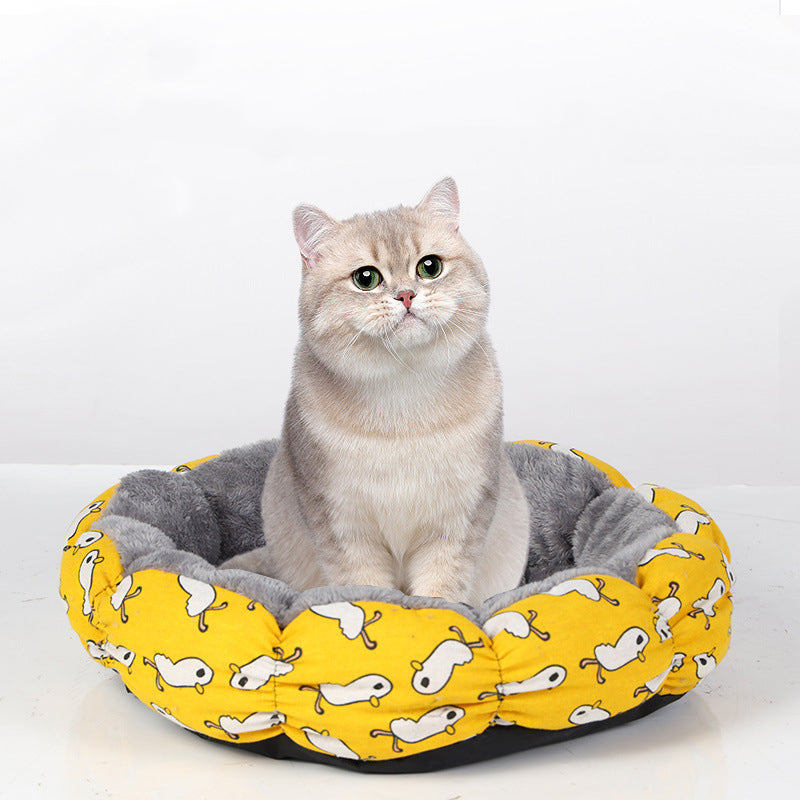 Calming Donut Fluffy Round Bed for Small and Medium Pets