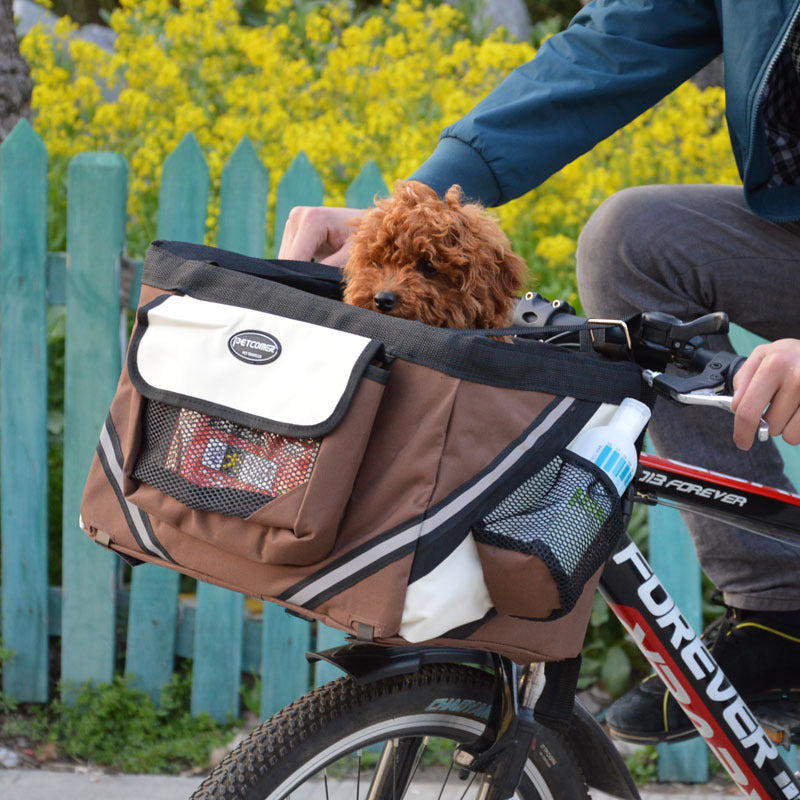 Removable Pet Bicycle Carrier Front Handlebar Basket Travel Bag
