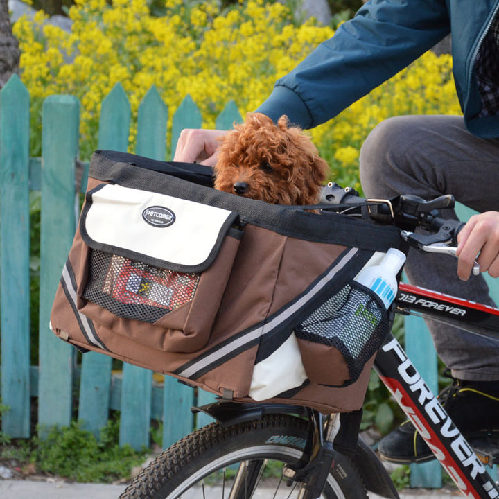 Removable Pet Bicycle Carrier Front Handlebar Basket Travel Bag