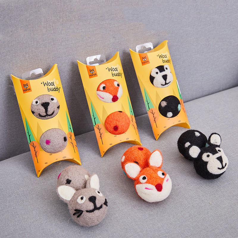 Colorful Felt Ball Pet Toy With Bell Interactive Chew Toy