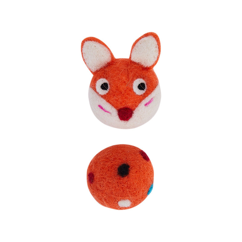Colorful Felt Ball Pet Toy With Bell Interactive Chew Toy