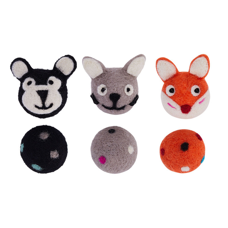 Colorful Felt Ball Pet Toy With Bell Interactive Chew Toy