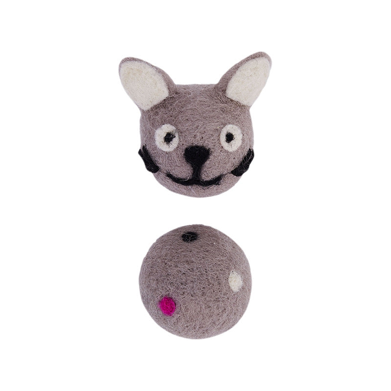 Colorful Felt Ball Pet Toy With Bell Interactive Chew Toy