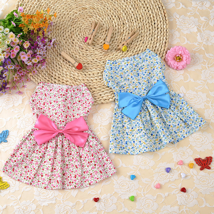 Floral Bowknot Breathable Cute Princess Pet Dress