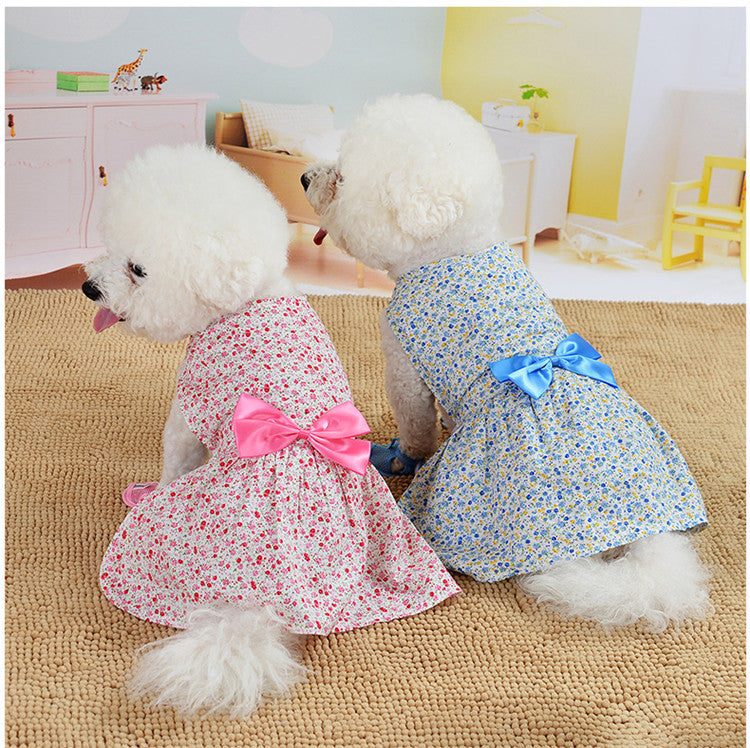 Floral Bowknot Breathable Cute Princess Pet Dress