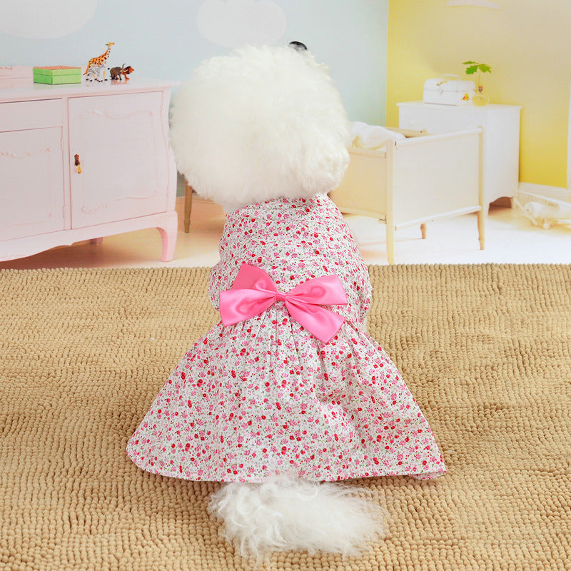 Floral Bowknot Breathable Cute Princess Pet Dress