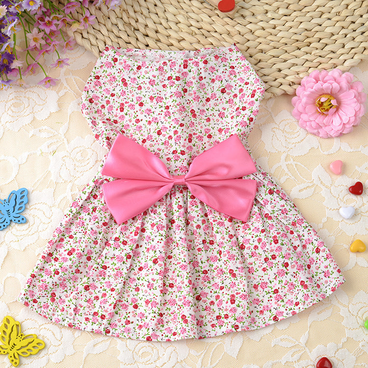 Floral Bowknot Breathable Cute Princess Pet Dress
