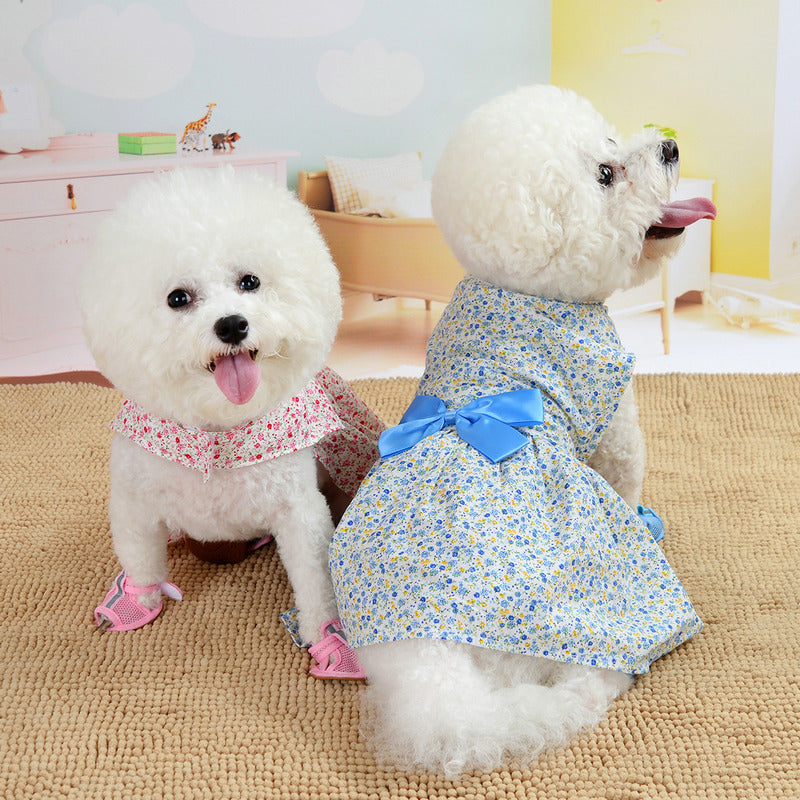 Floral Bowknot Breathable Cute Princess Pet Dress