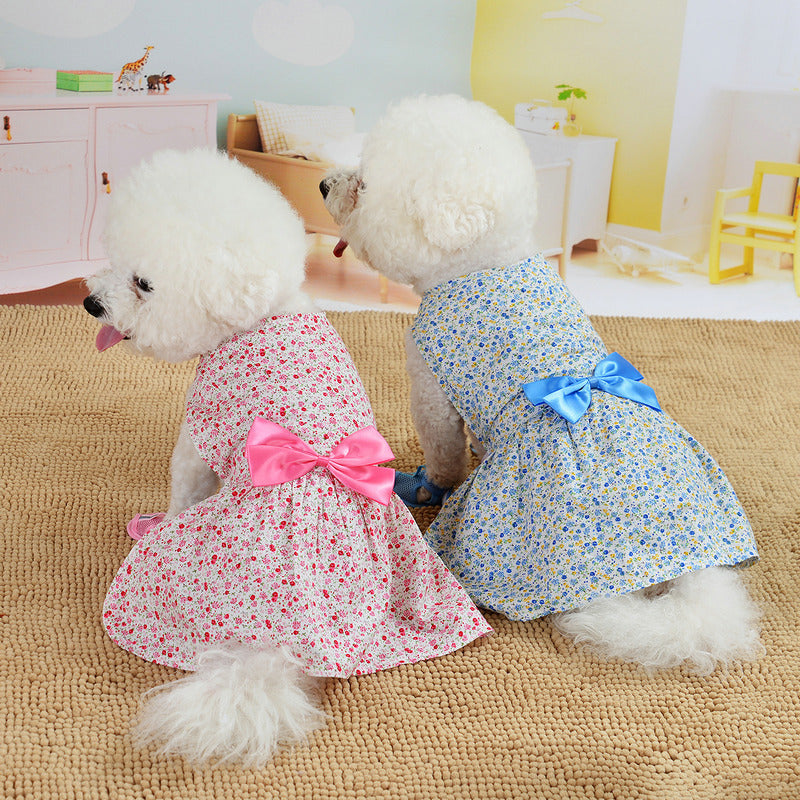 Floral Bowknot Breathable Cute Princess Pet Dress