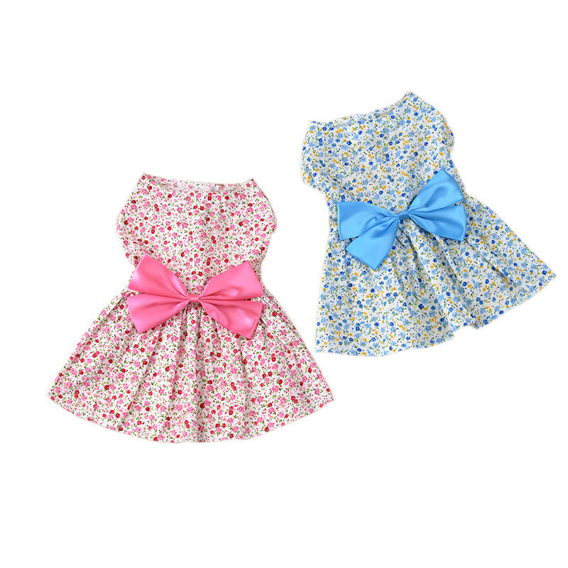 Floral Bowknot Breathable Cute Princess Pet Dress