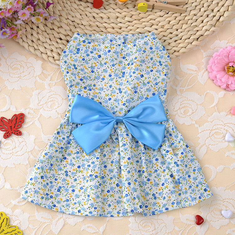 Floral Bowknot Breathable Cute Princess Pet Dress
