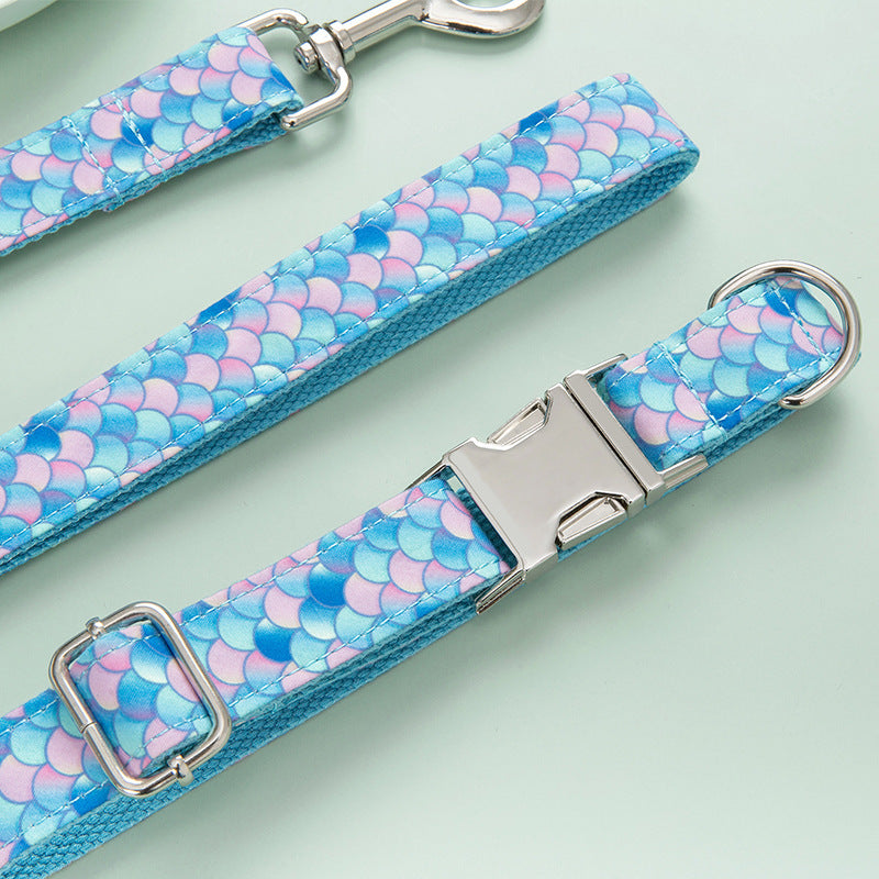Pet Mermaid Collar Leash Set Adjustable Lead