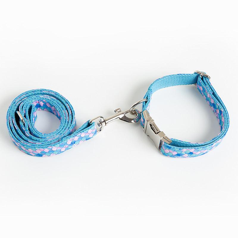 Pet Mermaid Collar Leash Set Adjustable Lead