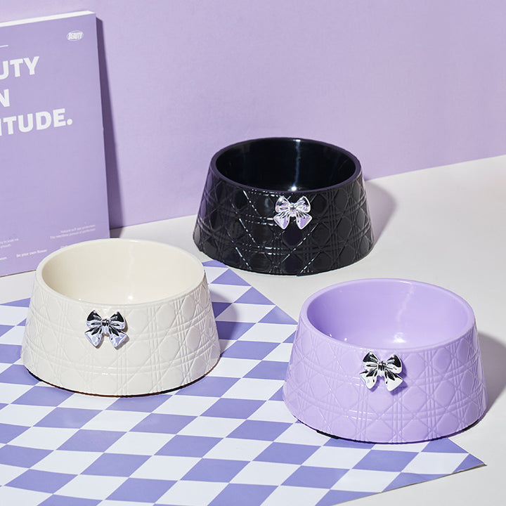 Pet Decorative Bowknot Food and Water Bowls for Pets