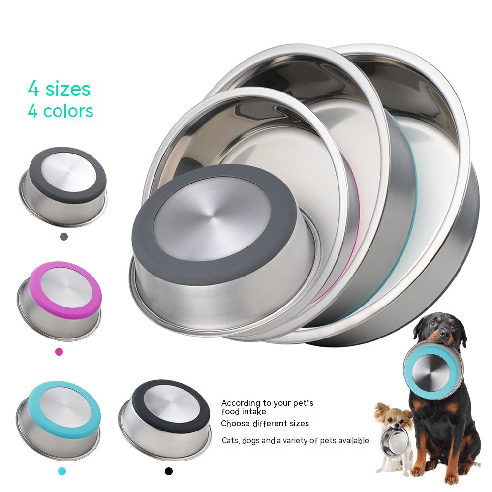 Silicone And Stainless Steel Pet Feeding Bowl For Pet Care