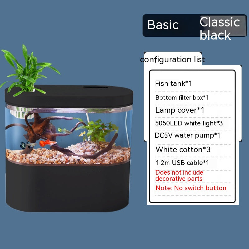 Desktop Self Circulating Mini Aquarium Fish Tank Ecosystem