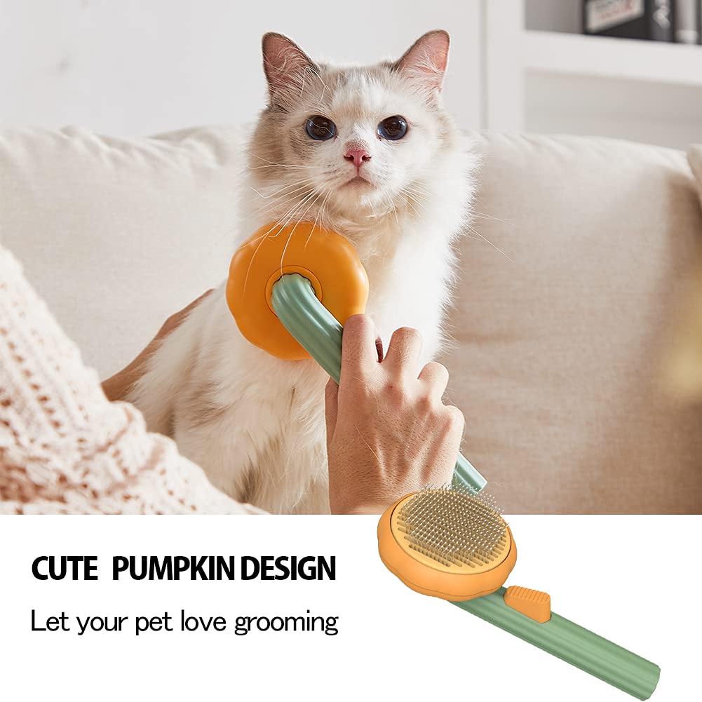 Pet Pumpkin Self-Cleaning Slicker Brush for Grooming Pets