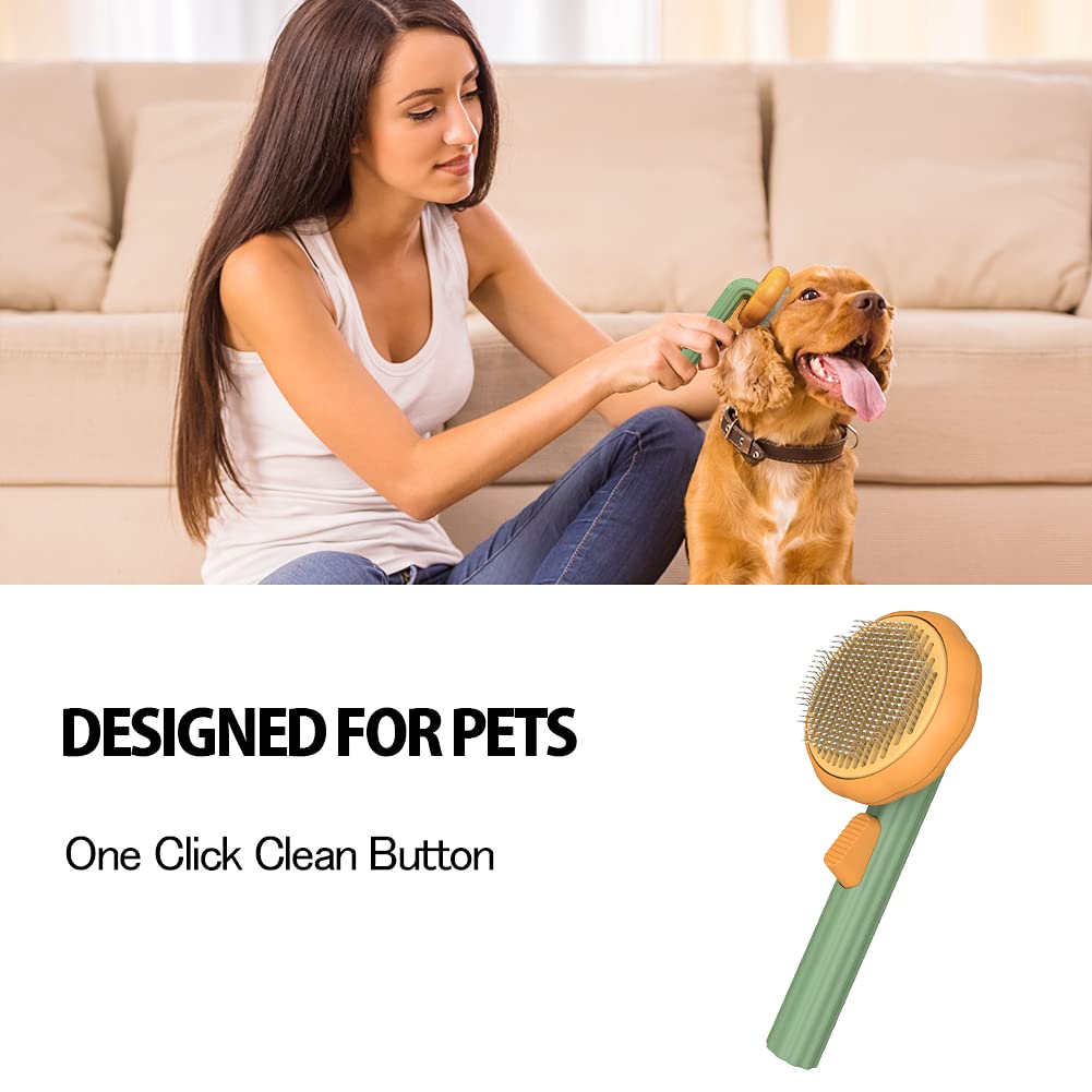 Pet Pumpkin Self-Cleaning Slicker Brush for Grooming Pets