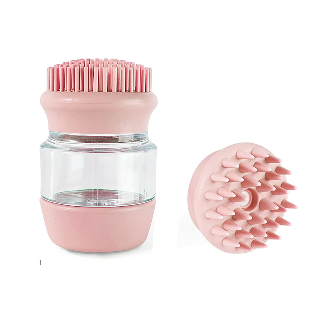 Silicone Pet Bath Brush Double Head With Shampoo Dispenser
