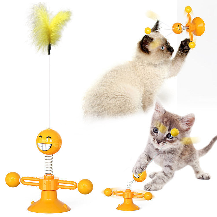 Interactive Turntable Windmill Glowing Pet Toy