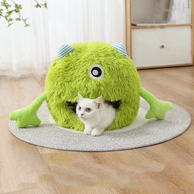 Fluffy Round Washable Calming Pet Bed for Small Pets