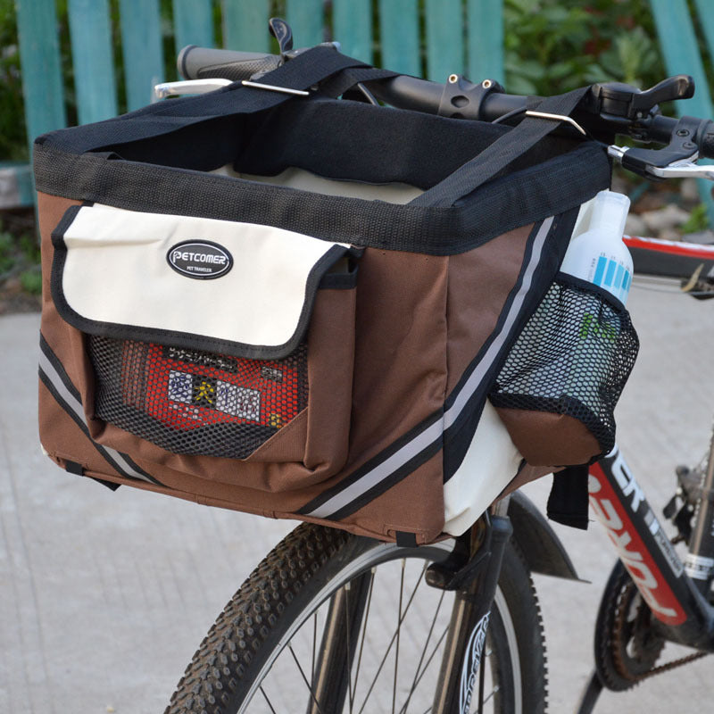 Removable Pet Bicycle Carrier Front Handlebar Basket Travel Bag