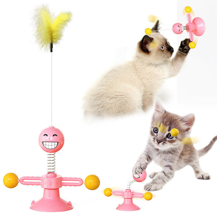 Interactive Turntable Windmill Glowing Pet Toy