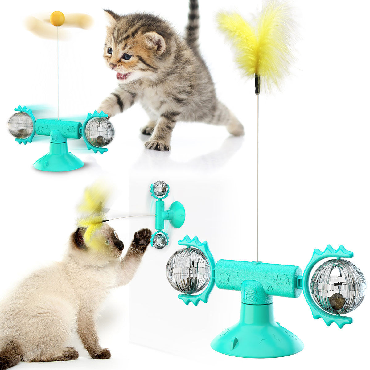 Interactive Turntable Windmill Glowing Pet Toy