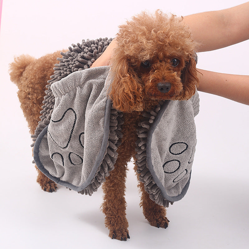 Chenille Pet Bath Towel Soft Absorbent Quick Drying Cloth