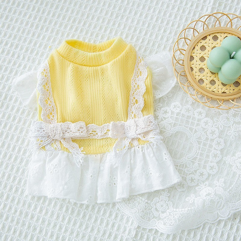 Pet Cute Mesh Strawberry Strap Dress Lightweight Apparel