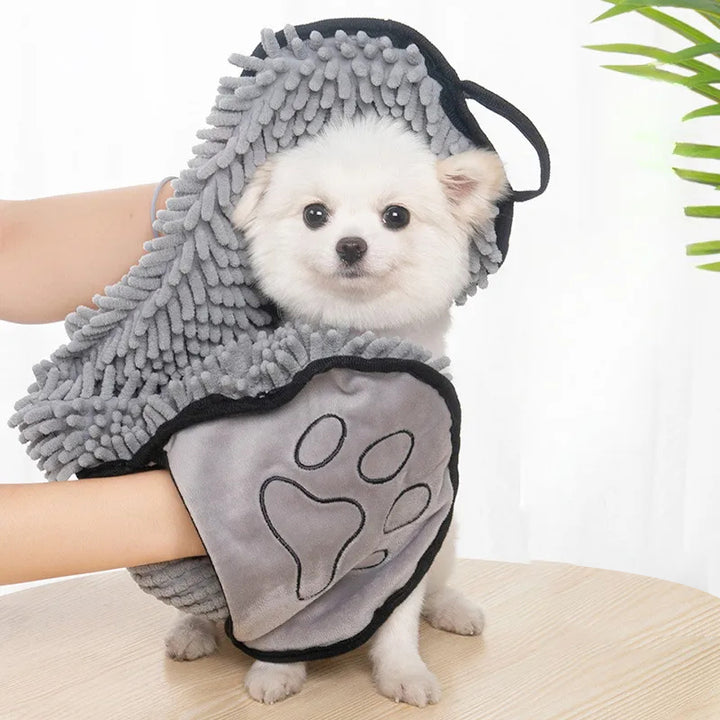 Absorbent Microfiber Pet Drying Towel With Hand Pockets For Pet Care