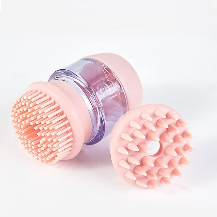 Silicone Pet Bath Brush Double Head With Shampoo Dispenser