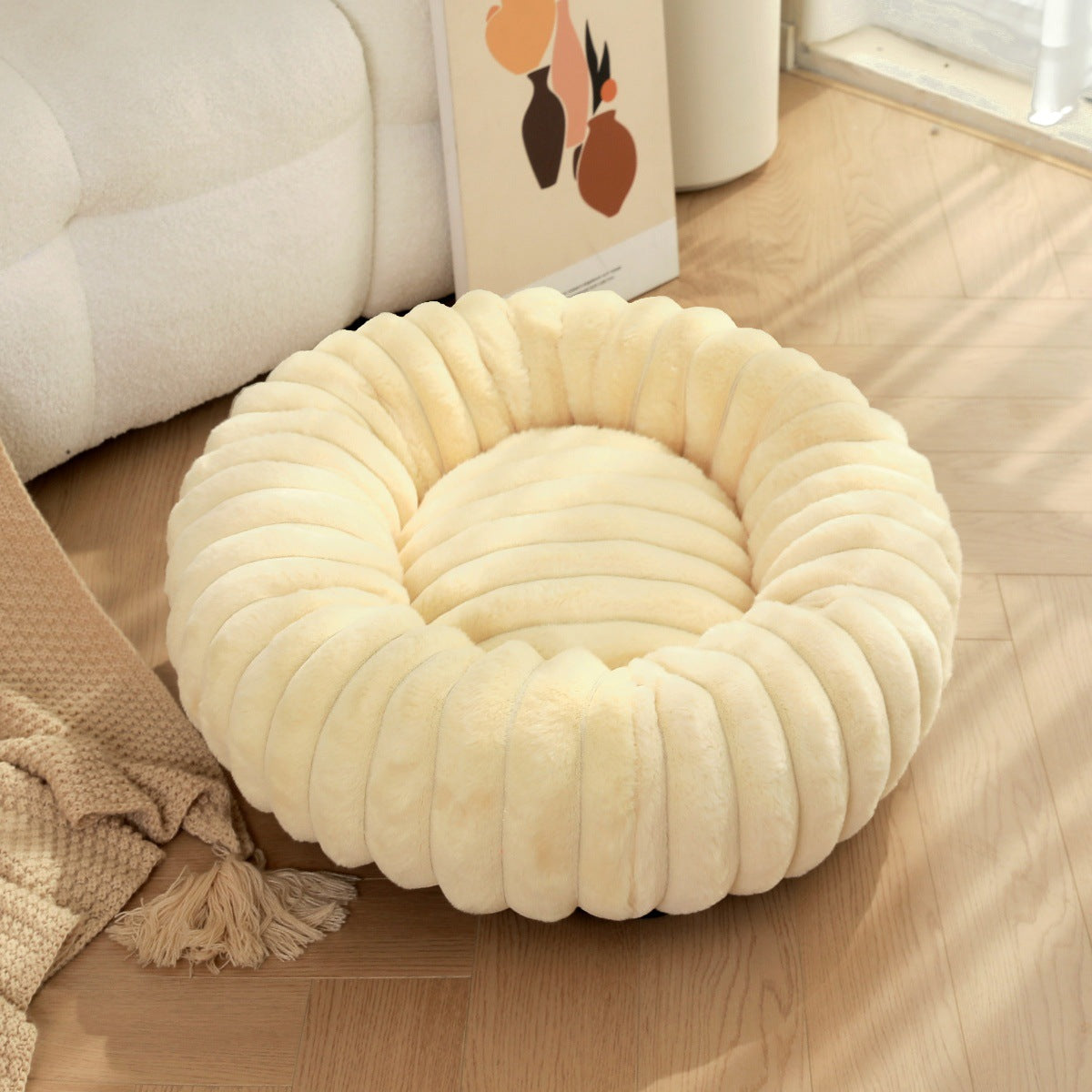 High-Weight Plush Pet Nest Round Comfortable Warm Bed for Pets