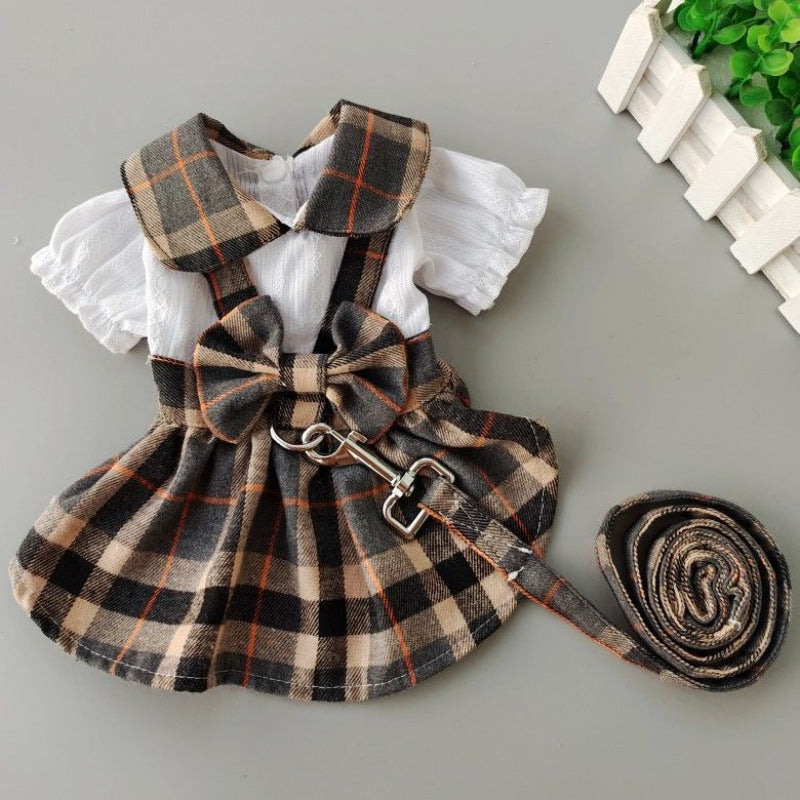 Outdoor Walk Pet Dress With Leash Attachment