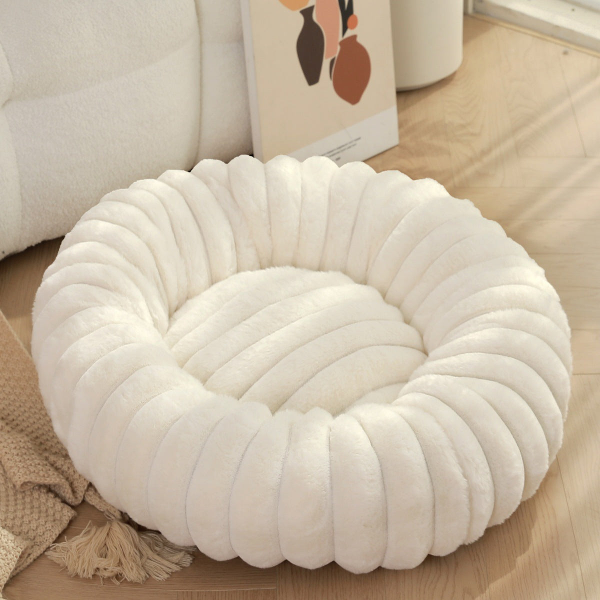 High-Weight Plush Pet Nest Round Comfortable Warm Bed for Pets