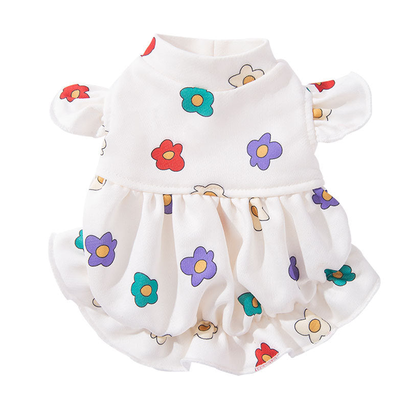 Lightweight Flower Printed Cute Pet Dress For Pet Wear