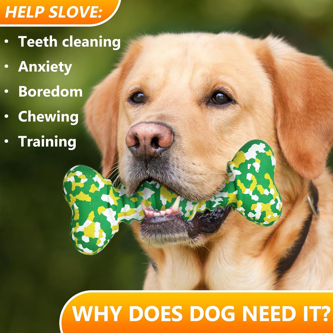 Durable Pet Chew Toy Tough Natural Rubber Bone Teething Toy
