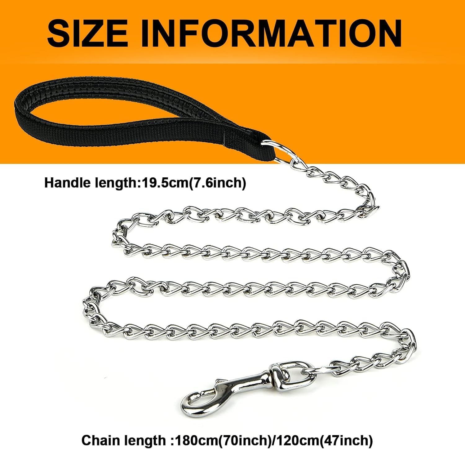 Heavy-Duty Metal Chew-Proof Leash with Padded Handle for Pets