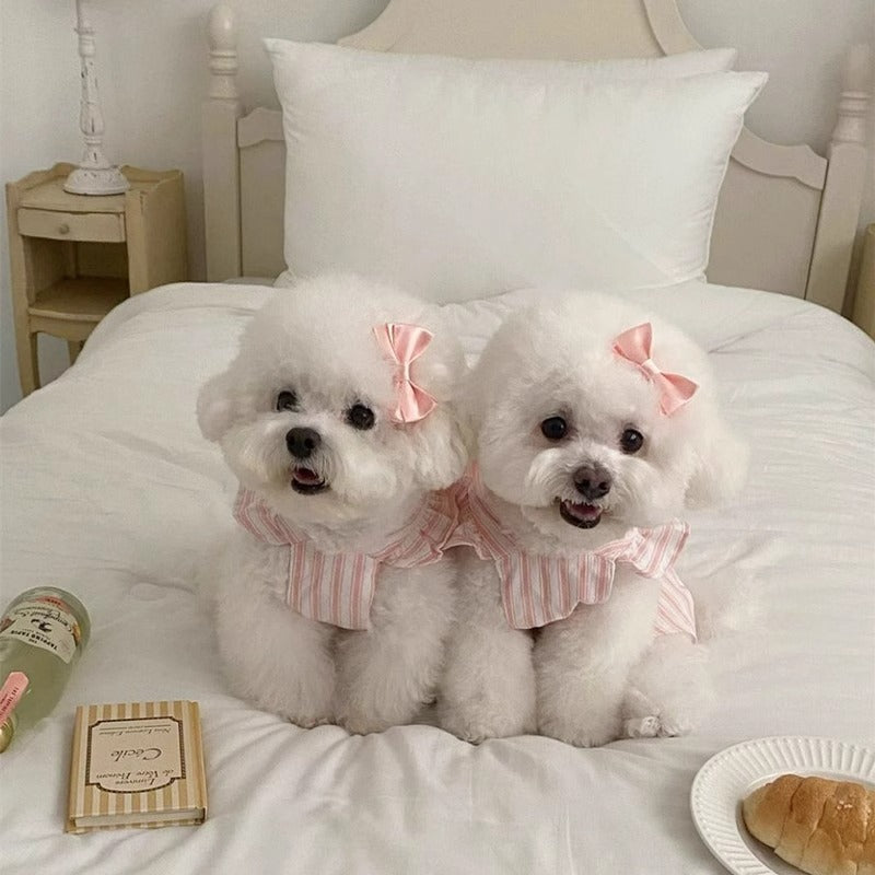 Princess Style Striped Flying Sleeve Pet Dress
